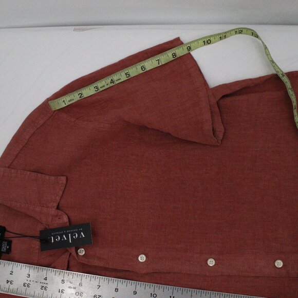 NWT Velvet by Graham & Spencer Shirt Mens M Linen mackie Button Up Short Sleeve - Picture 7 of 9